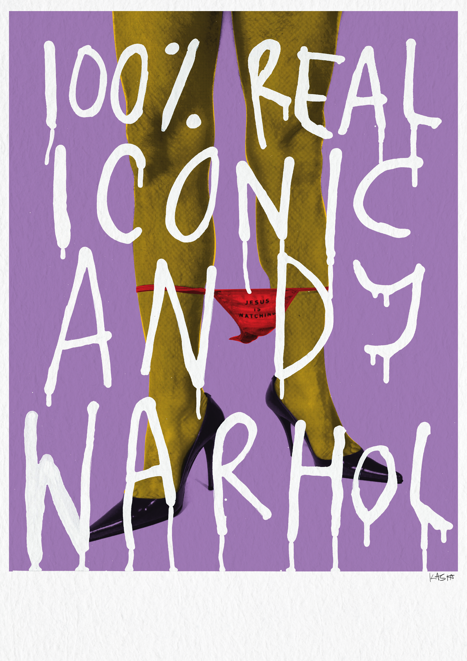 100% Real Iconic Andy Warhol (Hairy Legs Panties Down Jesus is Watching)